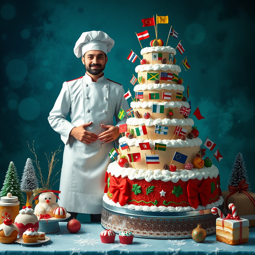 Festive Pastry Chef Showcases Global Christmas Cake