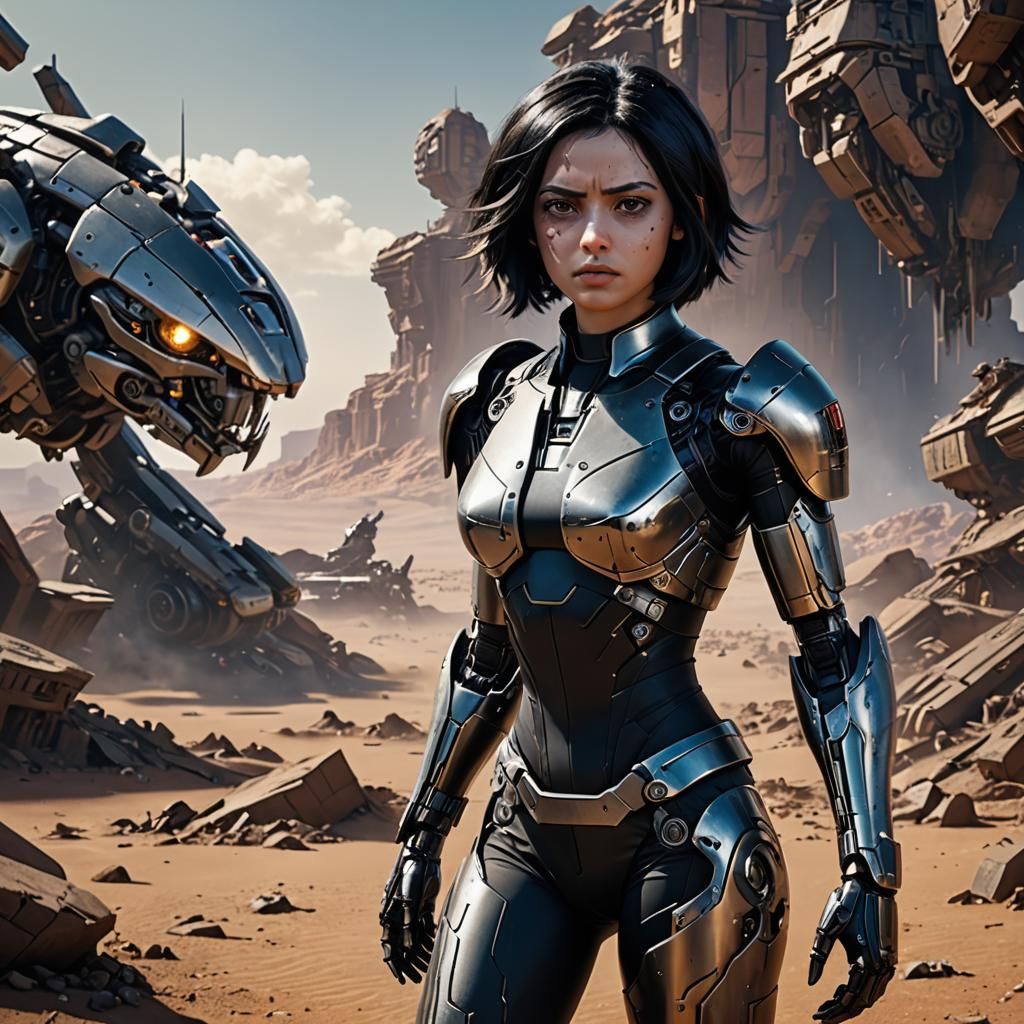 Alita: Battle Angel Cyborg in Desert Landscape