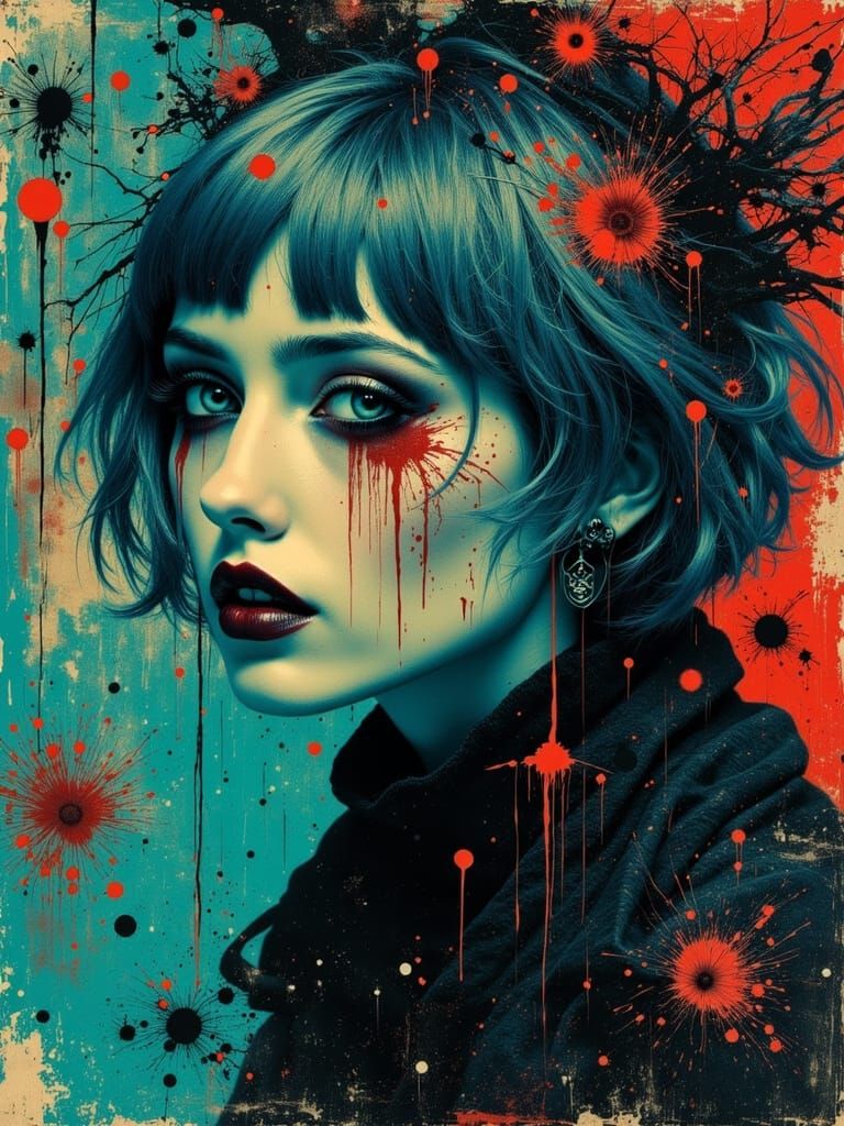 Gothic Abstract Portrait of a Melancholic Woman