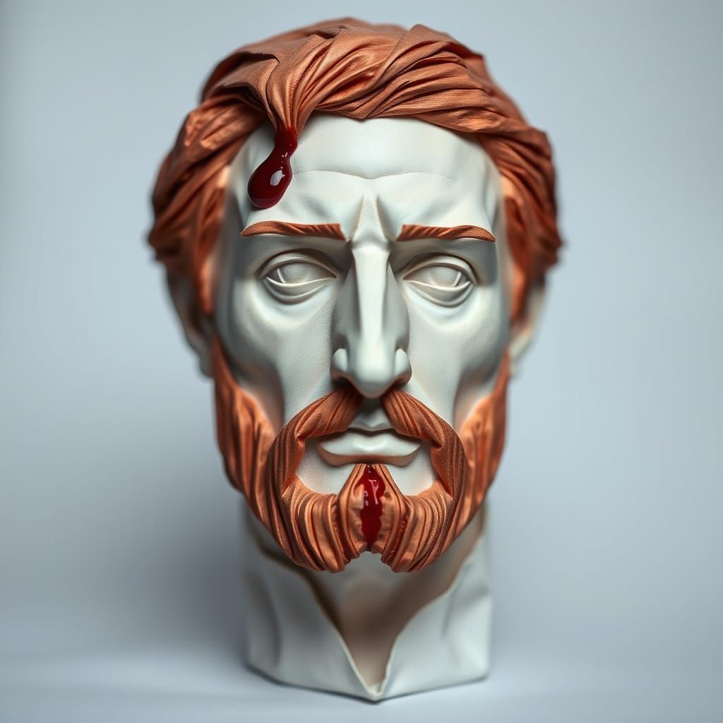 Torn Origami Bust of Ancient Roman Emperor