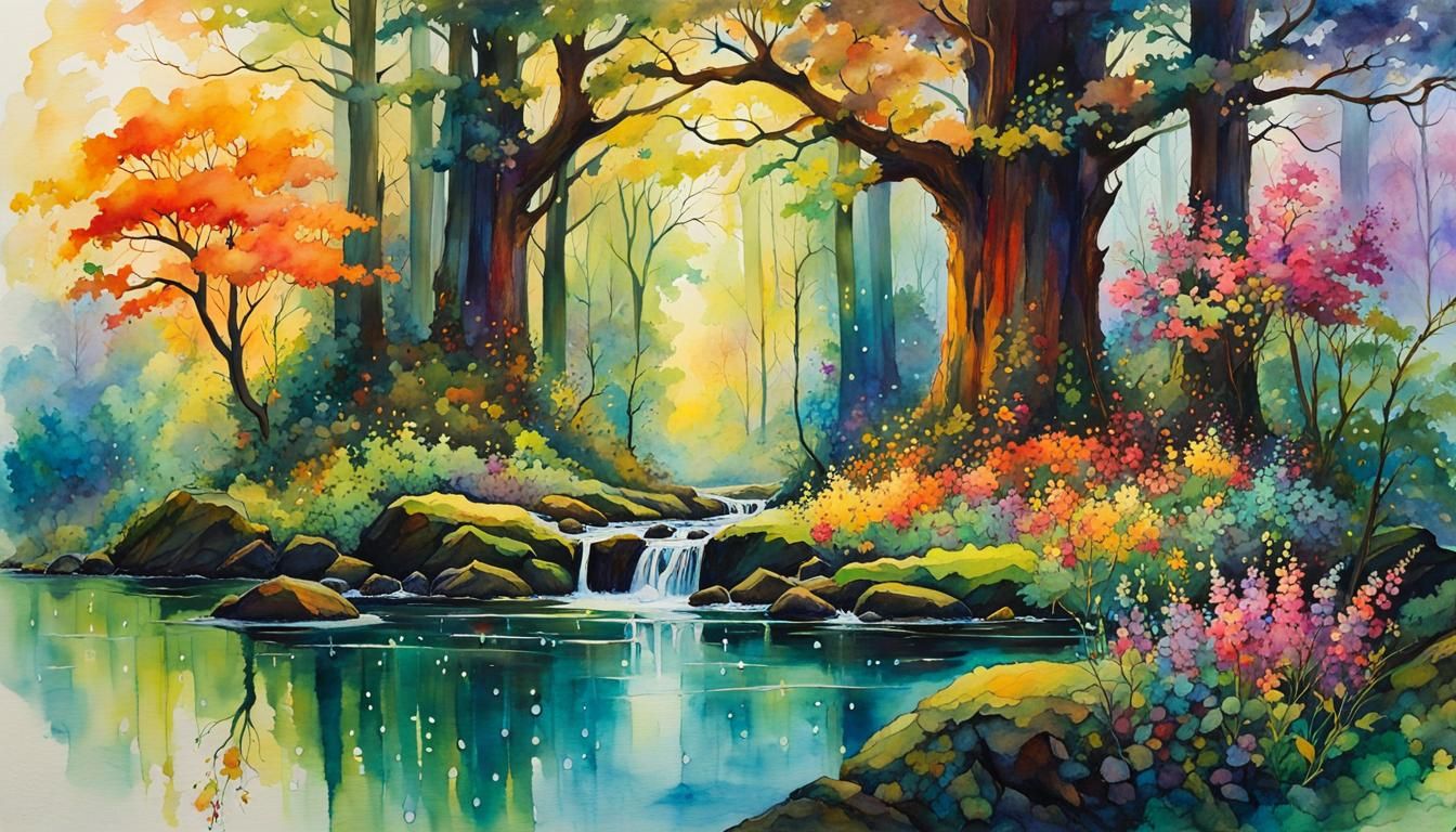 Enchanted Forest Illuminated: A Watercolor Masterpiece