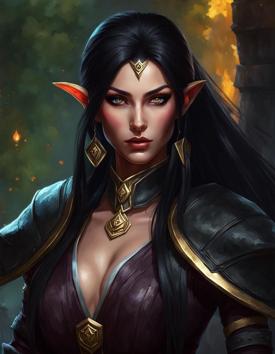 Elven Rogue in Dark Fantasy, Digital Art