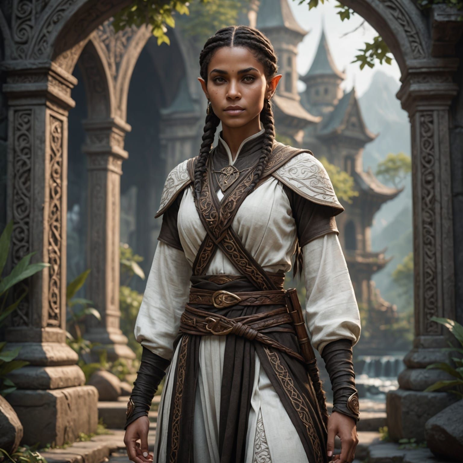 Young Elf Monk in Flowing Clothing