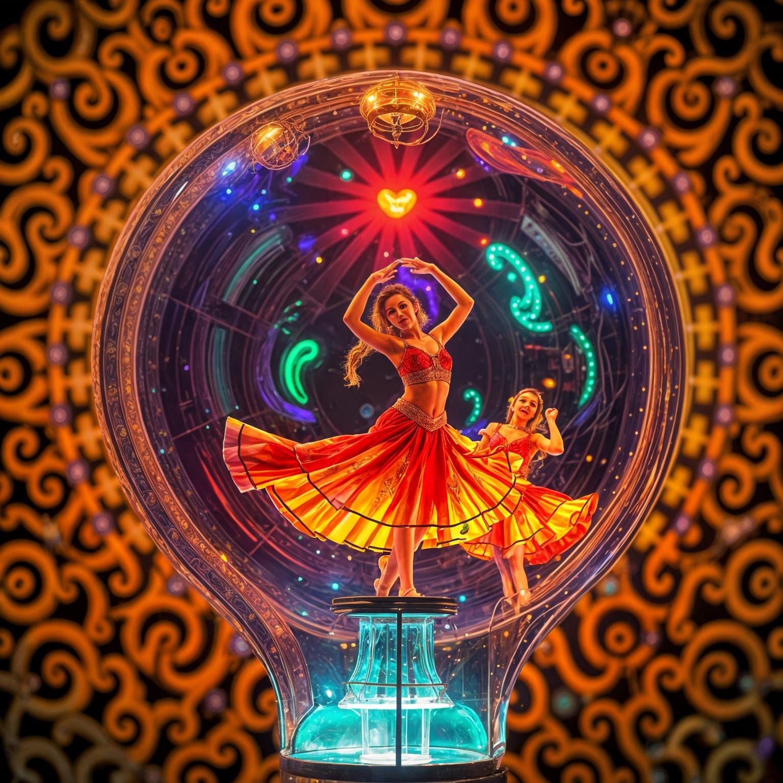 Spectacular Light Ray Dancers in Illuminated Bulb