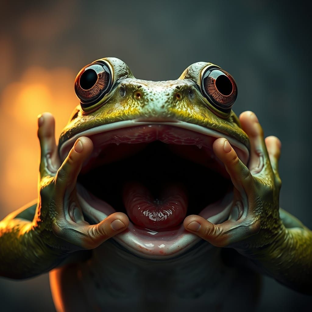 Surprised Frog: A Dramatic Digital Painting
