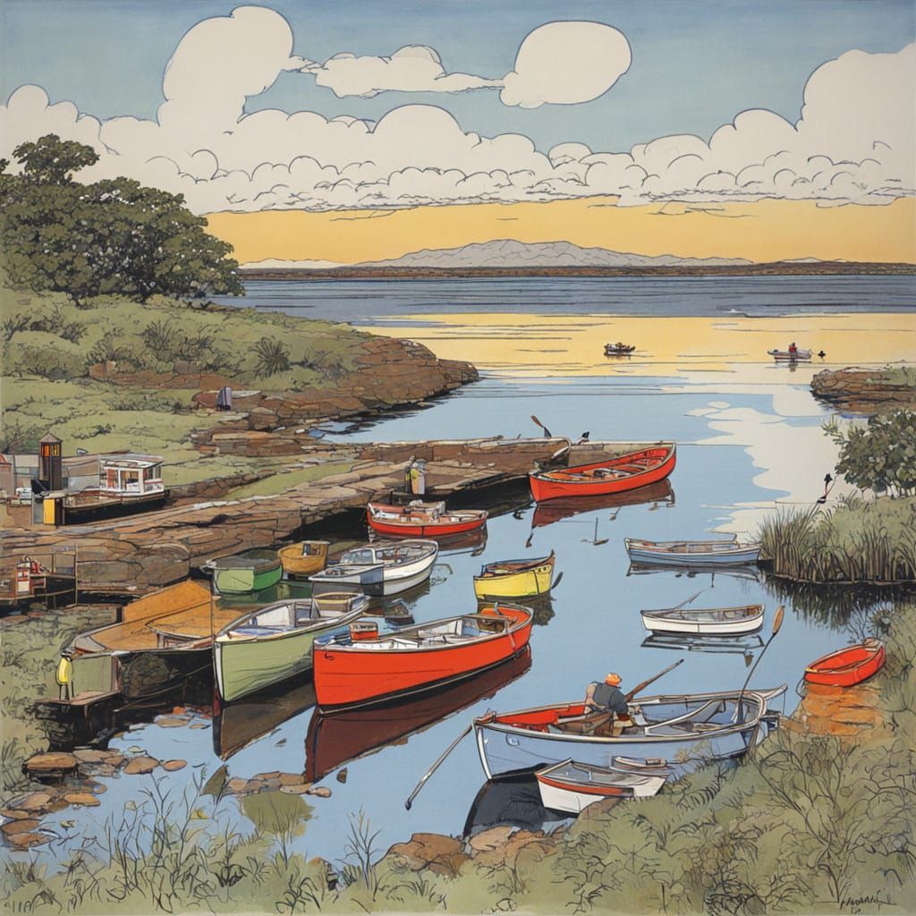 Waterfowl in a Rustic Landscape