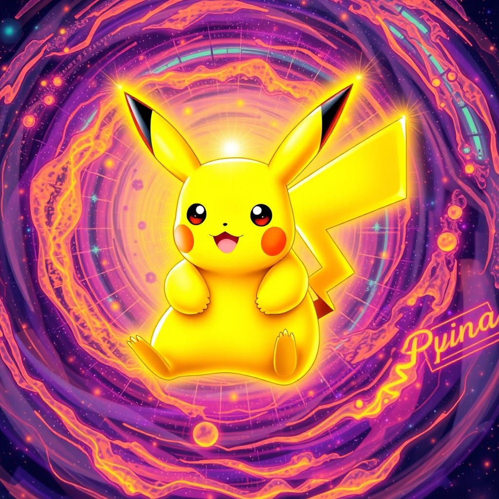 Vibrant Cosmic Pikachu Radiates Celestial Wonder