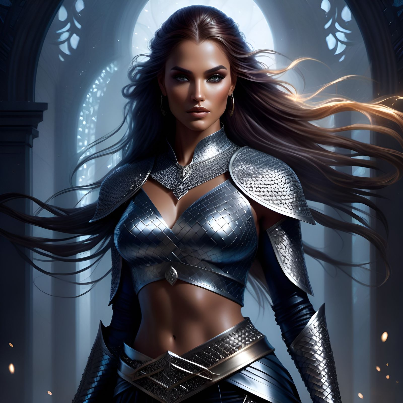 Warrior Goddess in Mithril Chainmail, Cinematic Lighting