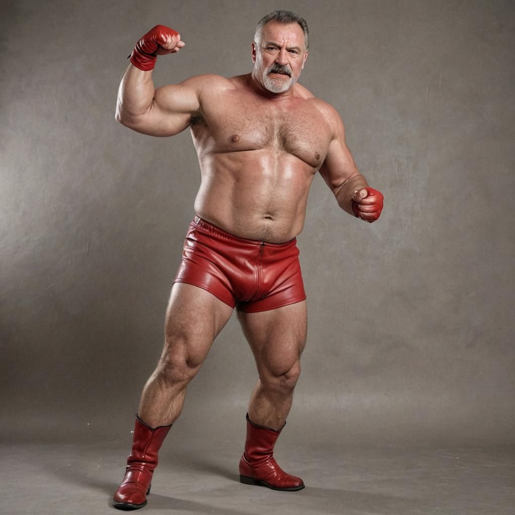 Evil Pappy Wrestling Champ in Red Leather
