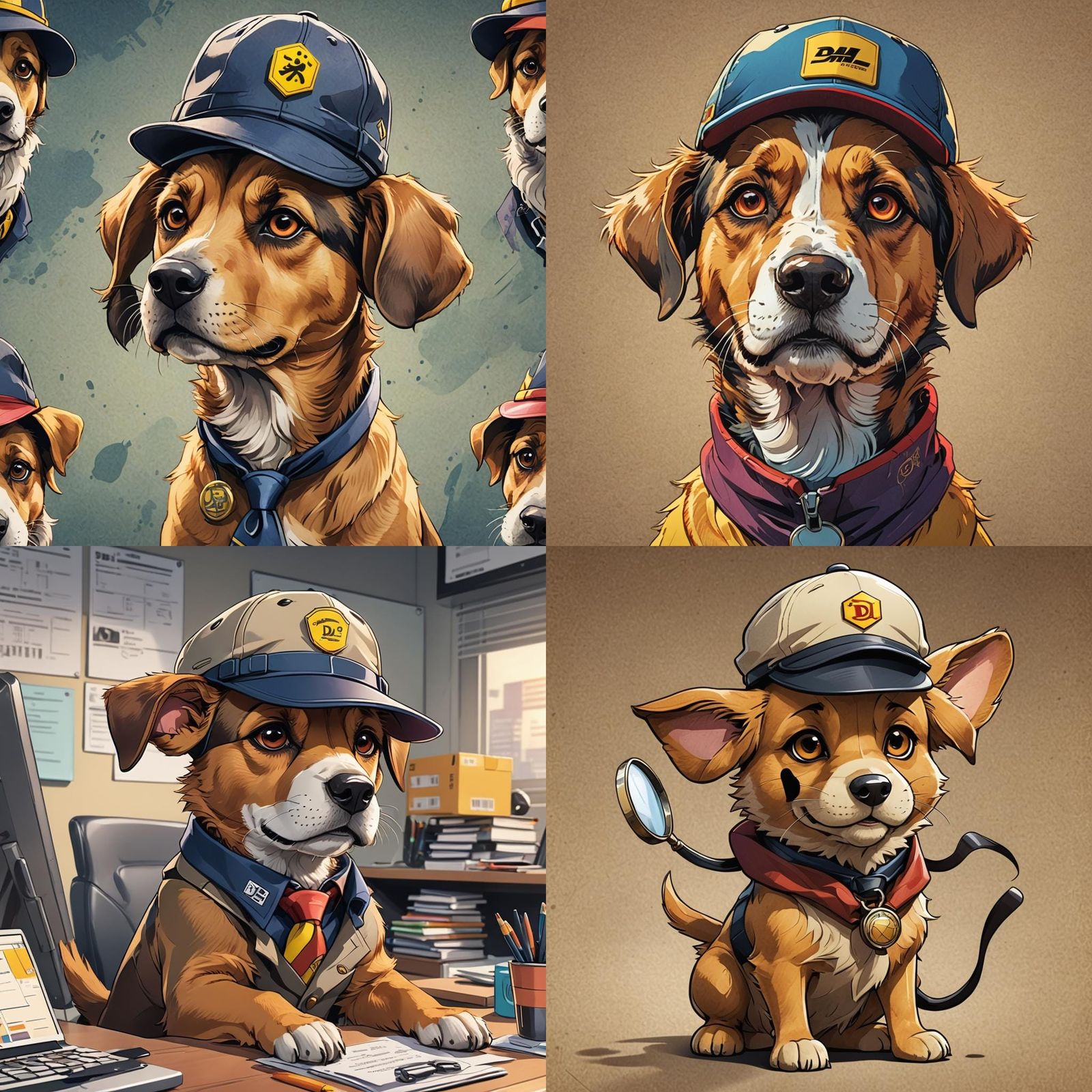 Cartoon Dog Detective in Anime Style