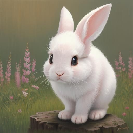 Rabbit Teacher in Oil Painting Style