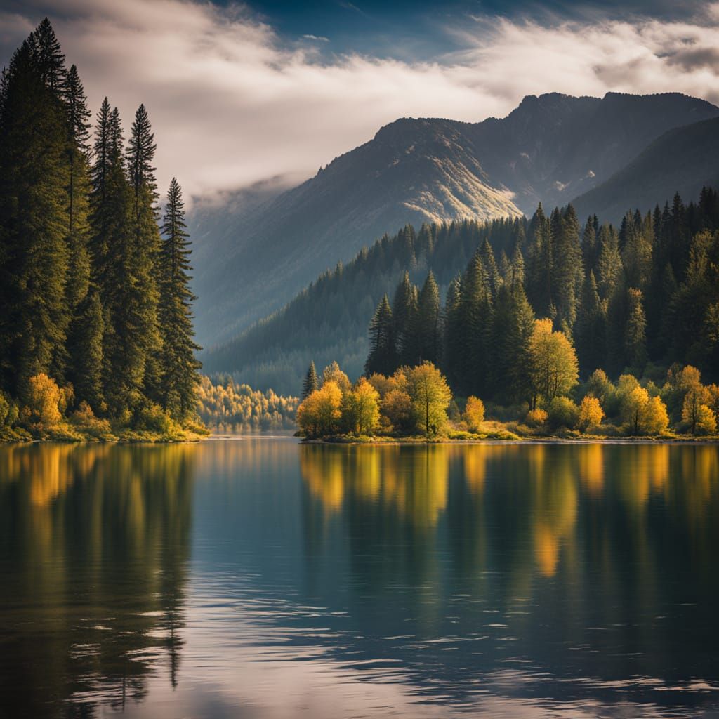 Serene Blue Lake Landscape in Natural Light