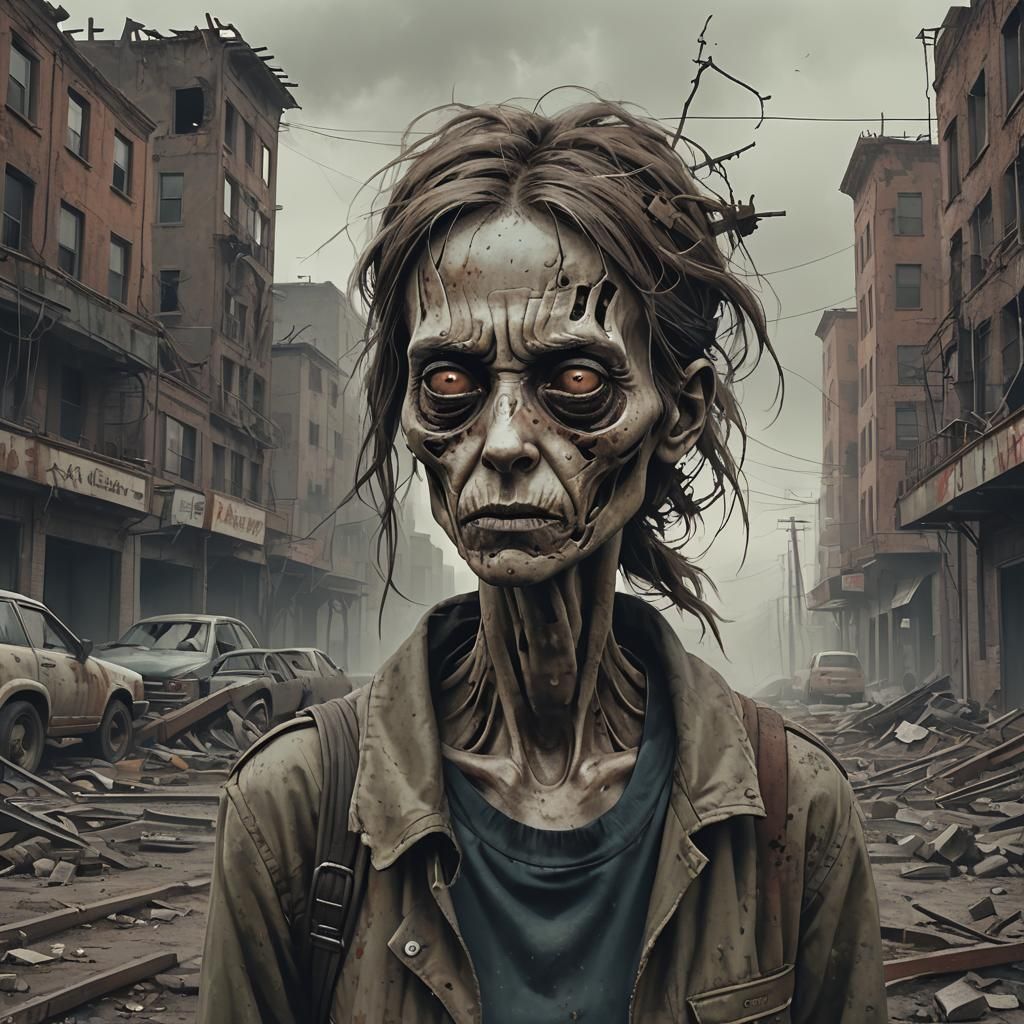 Post-Apocalyptic Woman with Broken Weapon