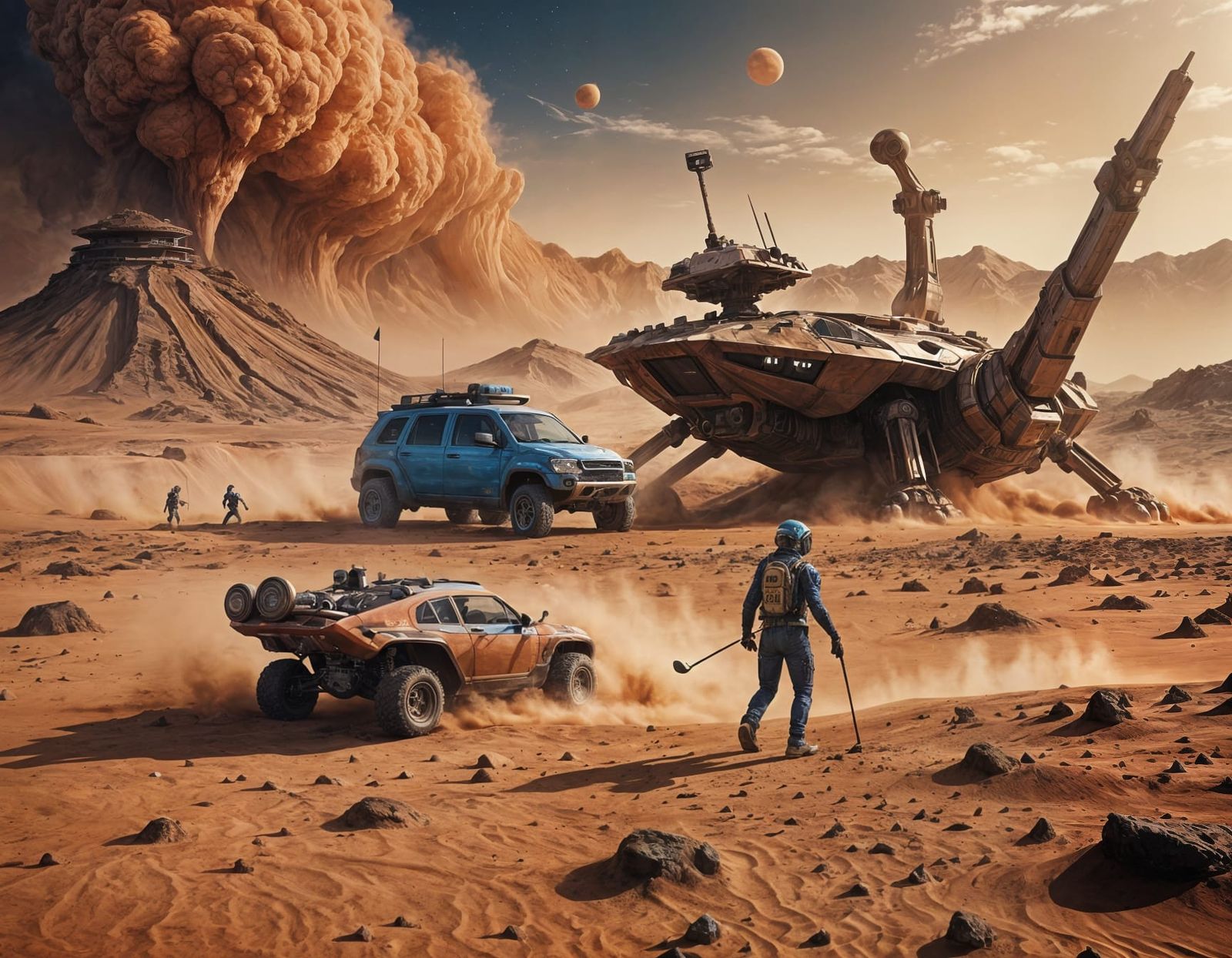 Aliens Play Golf on Mars in Sandstorm