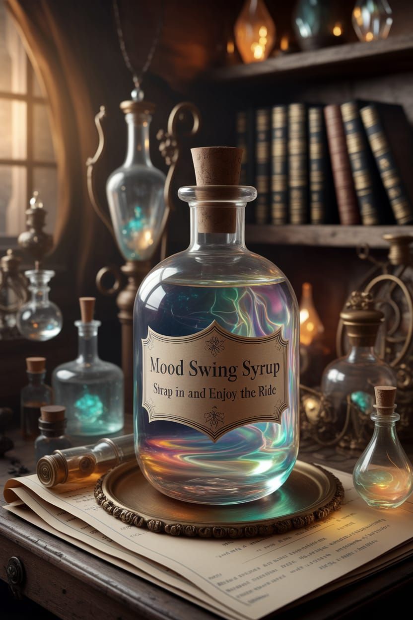 Whimsical Alchemist's Potion in Warmly Lit Laboratory