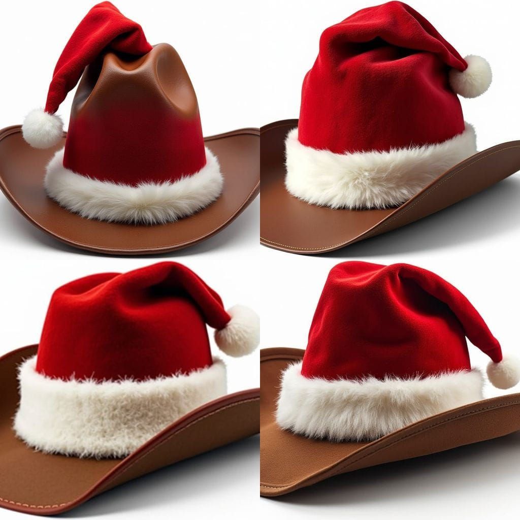 Cowboy Hat With Santa Hat Combination