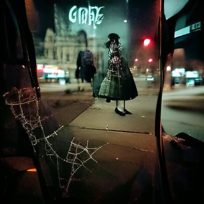 Victorian Goth Zombie in City at Night