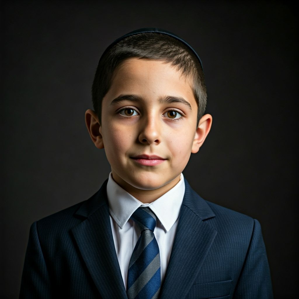 Portrait of a Young Haredi Boy in Studio Lighting