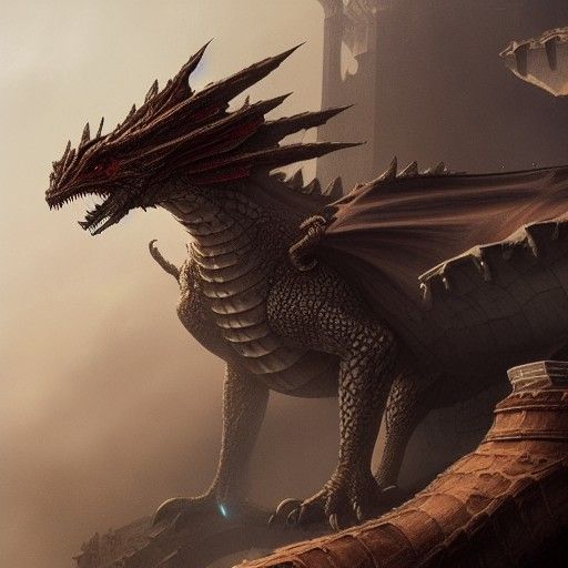 Epic Armored Dragon in Digital Matte Painting Style