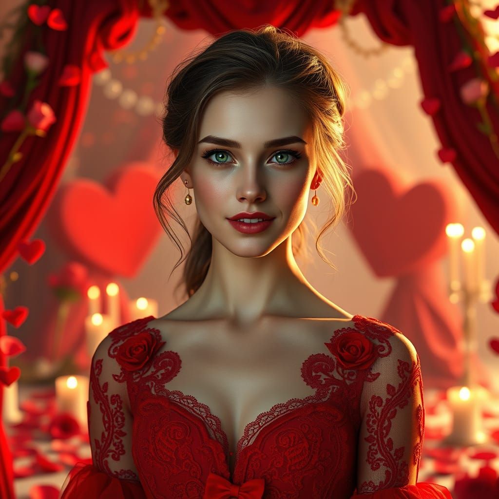 Seductive Valentine's Day Beauty in Whimsical Hyper-Realism