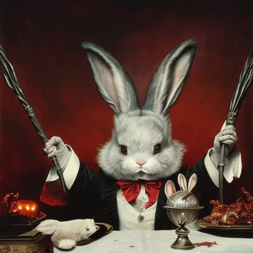 Sinister Magician Bunny Charcoal Art