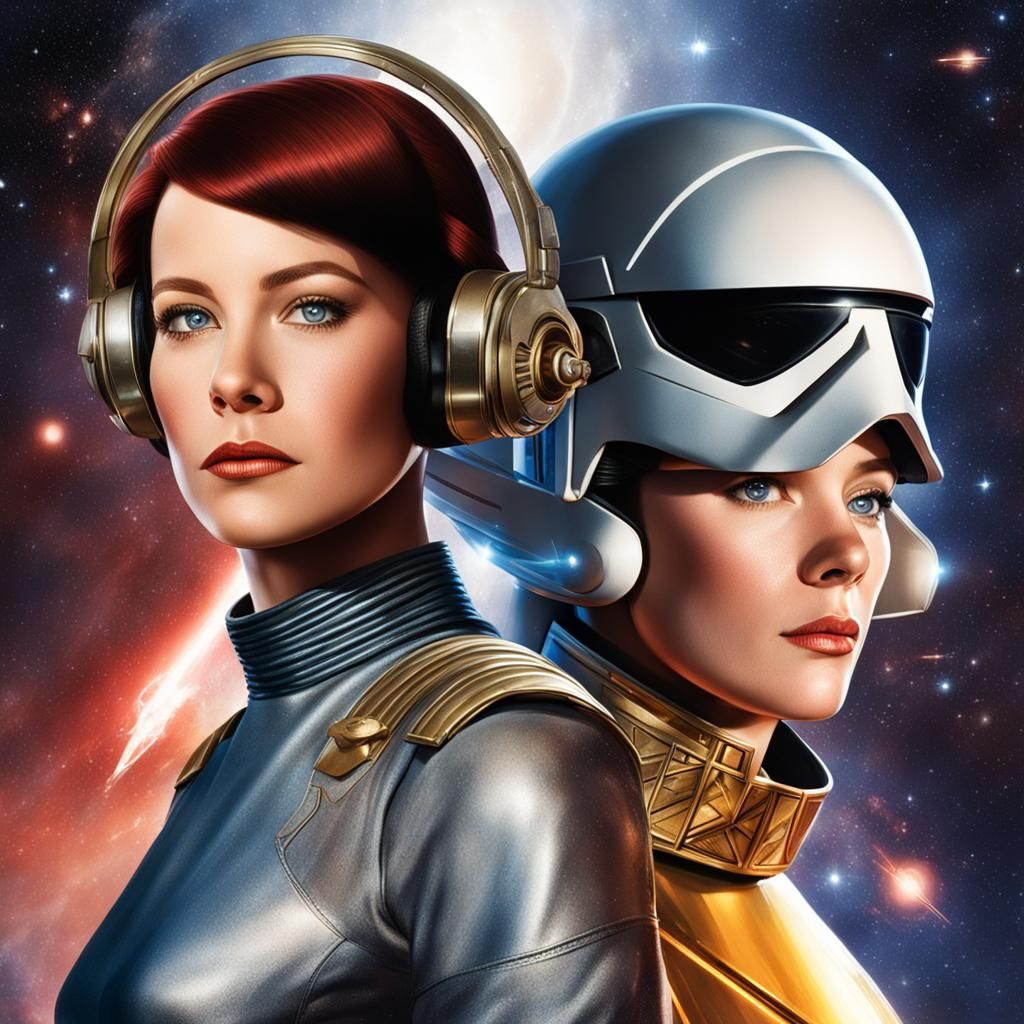 Space Opera Princess Portrait in Retro Sci-Fi Style
