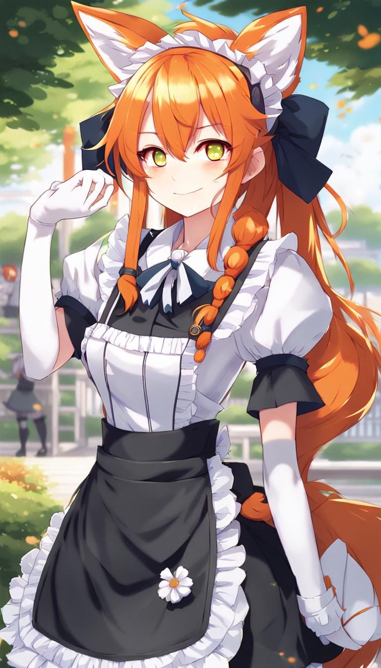 Anime Fox-Girl Maid in Pixiv Style