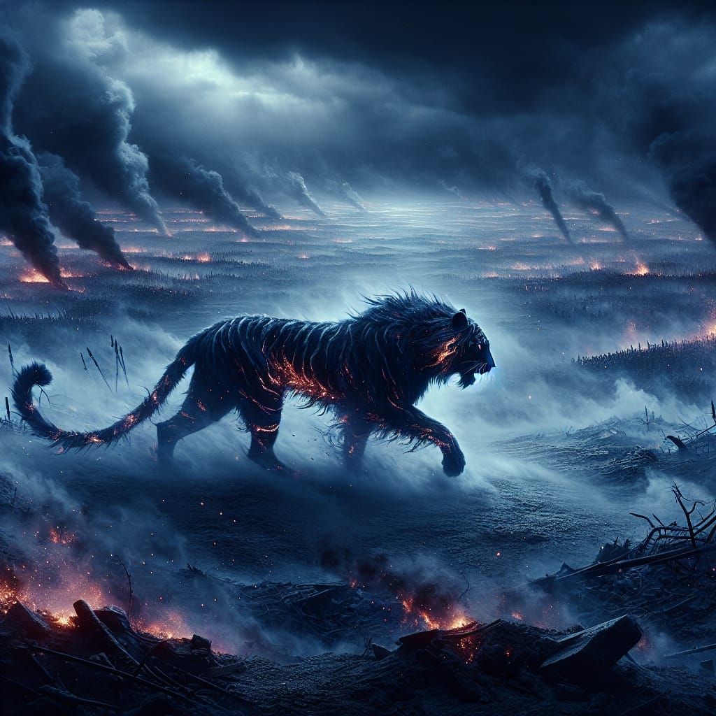Mythical Dark Tiger Ablaze on Battlefield