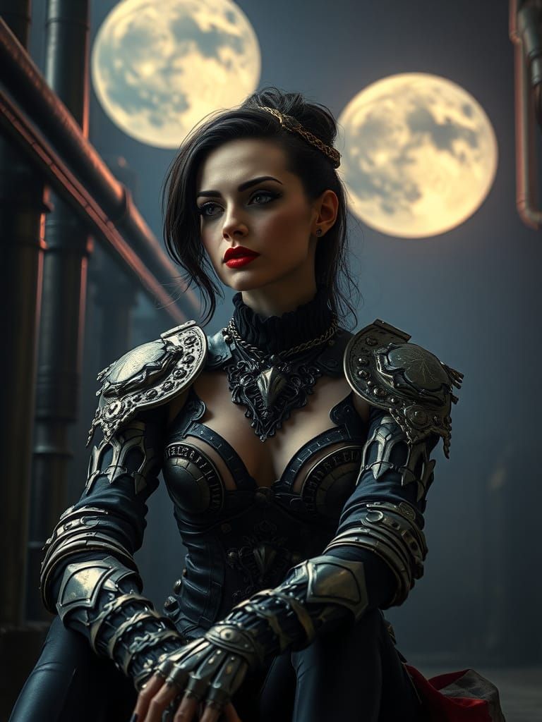 Goth Woman in Cyberpunk Armor