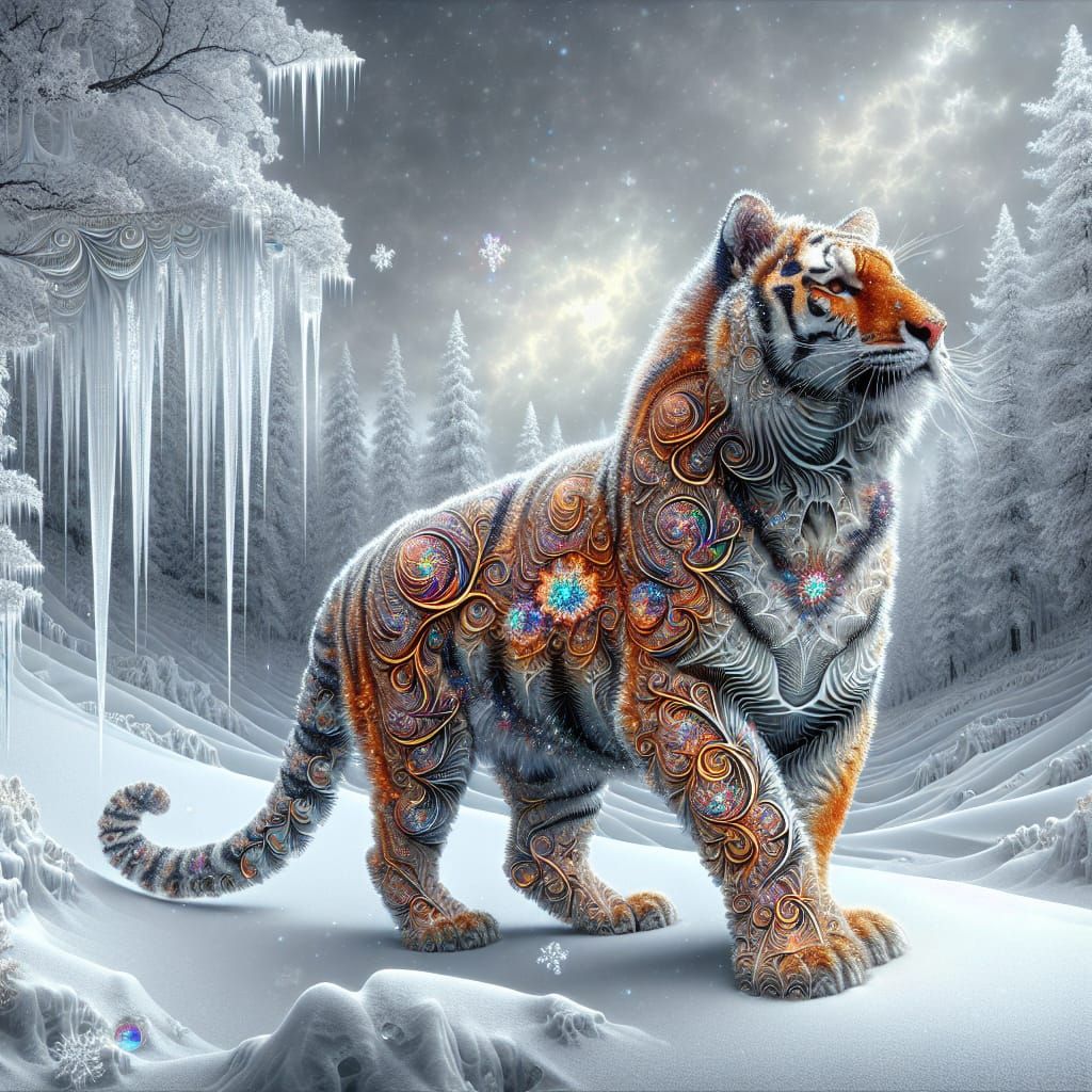 Fractal Tiger in Snow