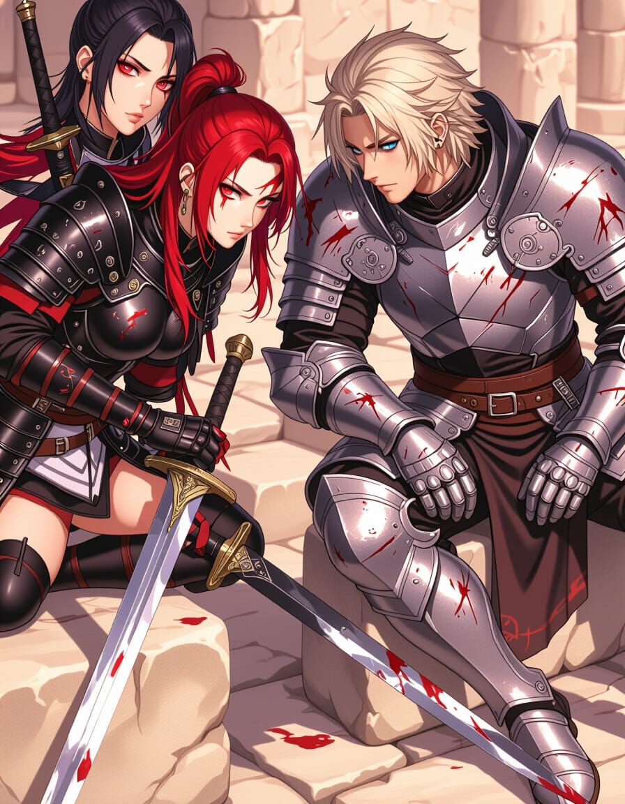 Anime Warriors with Intense Emotional Connection