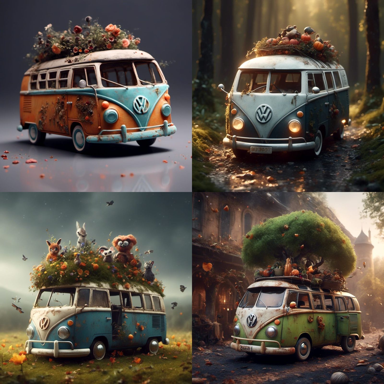 Cute and Creepy VW Bus in Lora Style