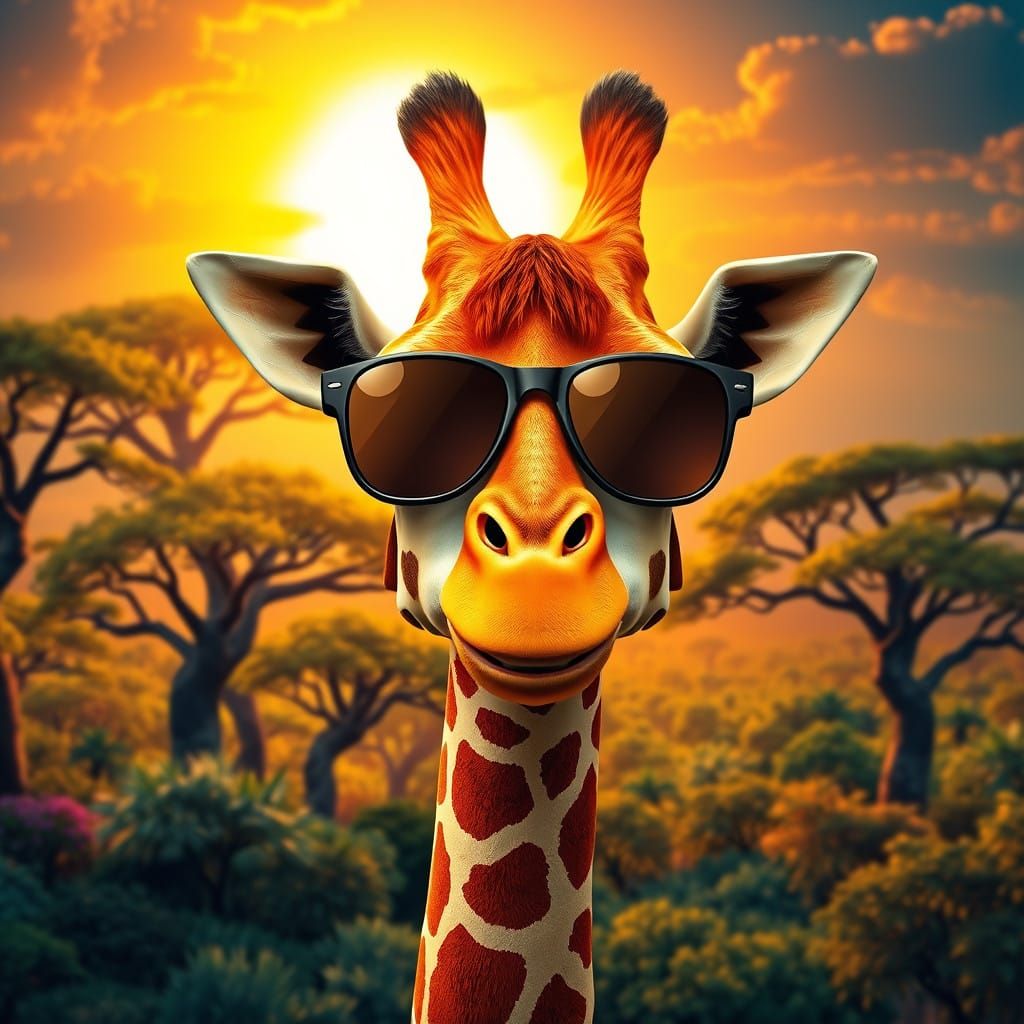 Pixar-Inspired Giraffe Wears Trendy Sunglasses on African Sa...