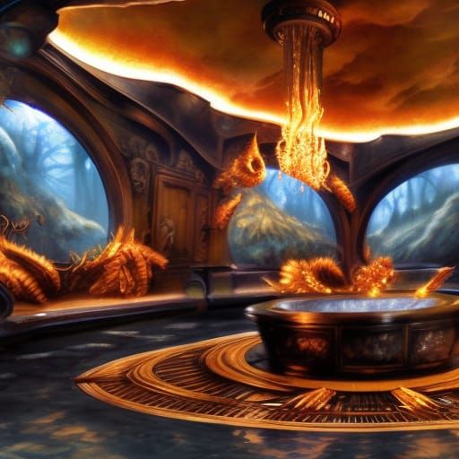 Detailed Toilet Matte Painting in Deep Color