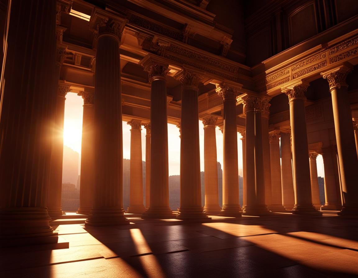Roman Temple Interior at Magic Hour