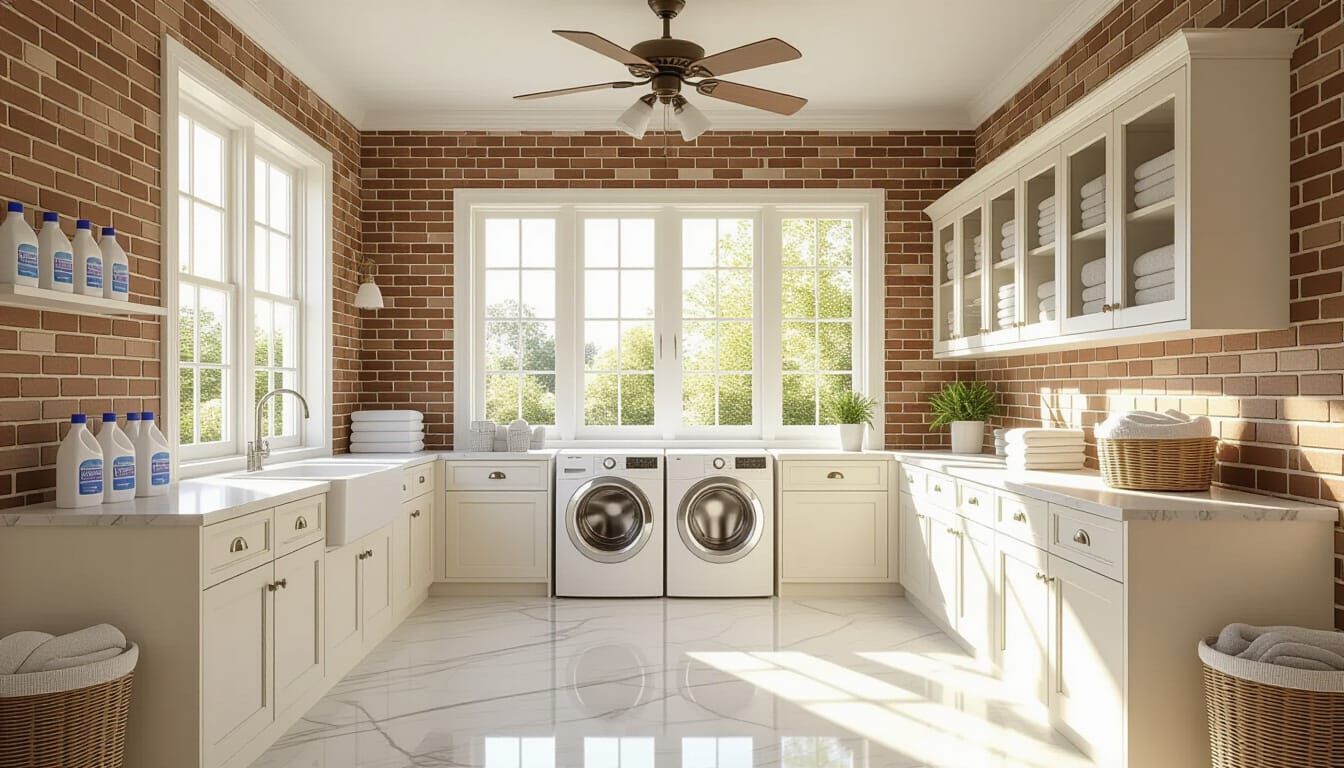 Vibrant Victorian Laundry Room with Glass Walls