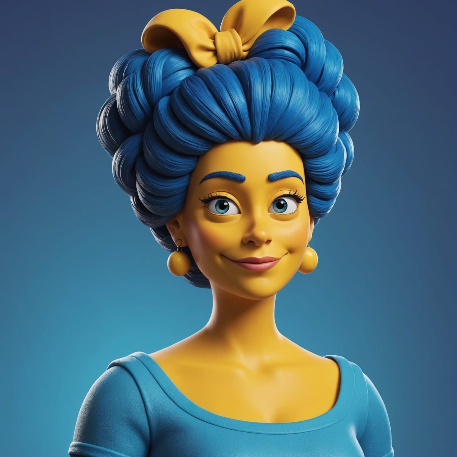 Marge Simpson with Blue Ombre Hairstyle in 3D