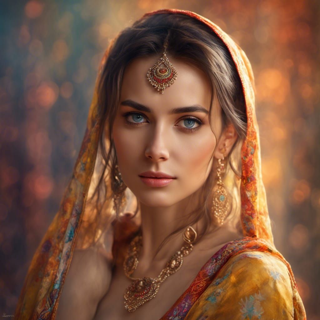 Beautiful Woman Portrait in Painterly Style