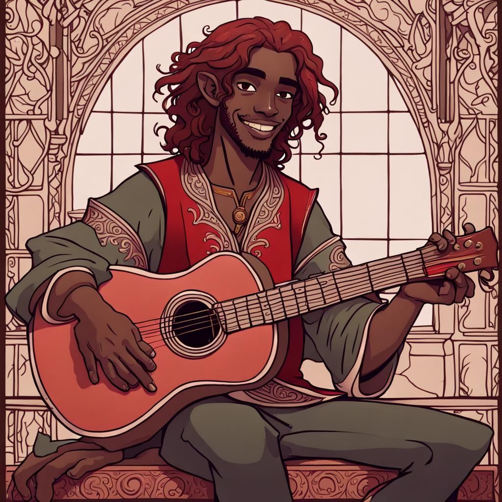 Elven Bard Portrait in Waterhouse Style