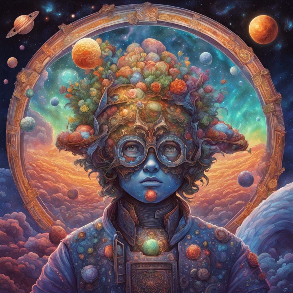 Cosmic Harvest Festival in Vibrant Holographic Colors