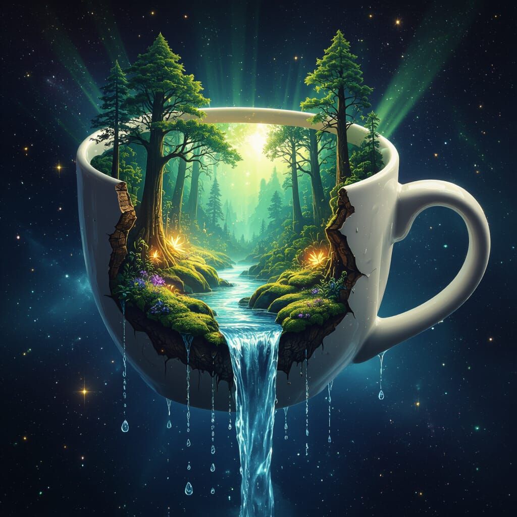 Mug of Worlds: A Fantasy Forest in Space