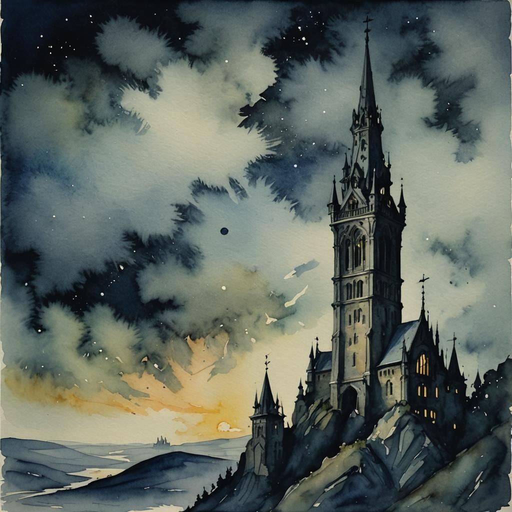 Watercolor Quest for Answers in the Night