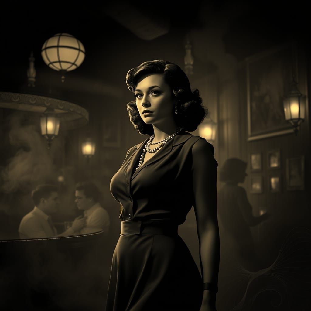 1940s Speakeasy Scene in Black and White