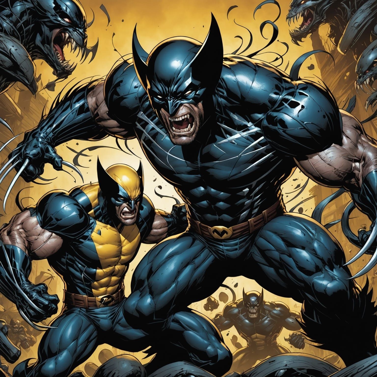 Wolverine and Venom Symbiote Comic Book Art