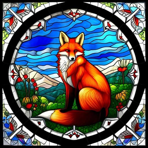 Fox Stained Glass Window in HDR