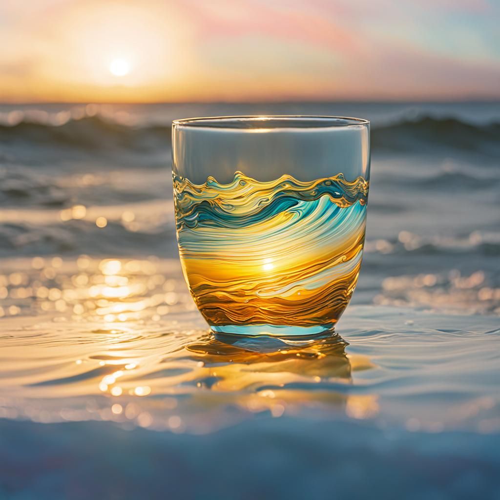 Street Art Graffiti: Sea in a Glass at Dawn
