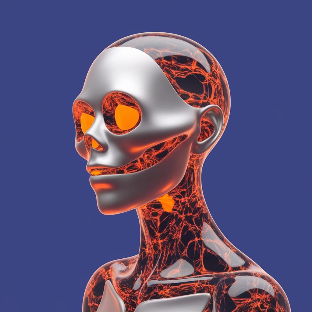 Ghostly Amber and Blue Abstract Ultraminimalism