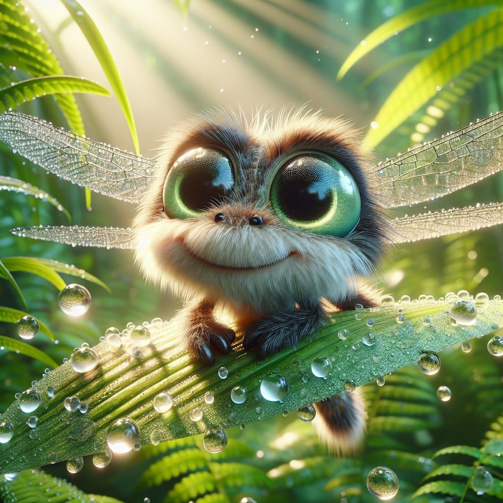 Cartoon Dragonfly with Expressive Eyes in 3D