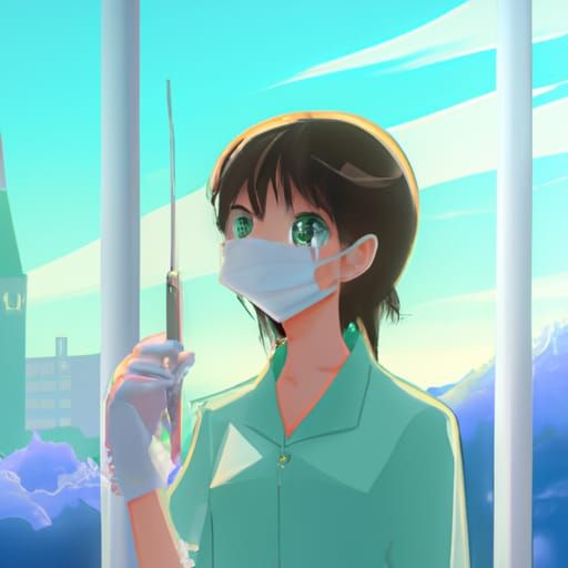 Dentist with Syringe in Studio Ghibli Style