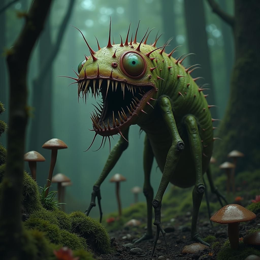 Menacing Venus Flytrap in Gothic Forest